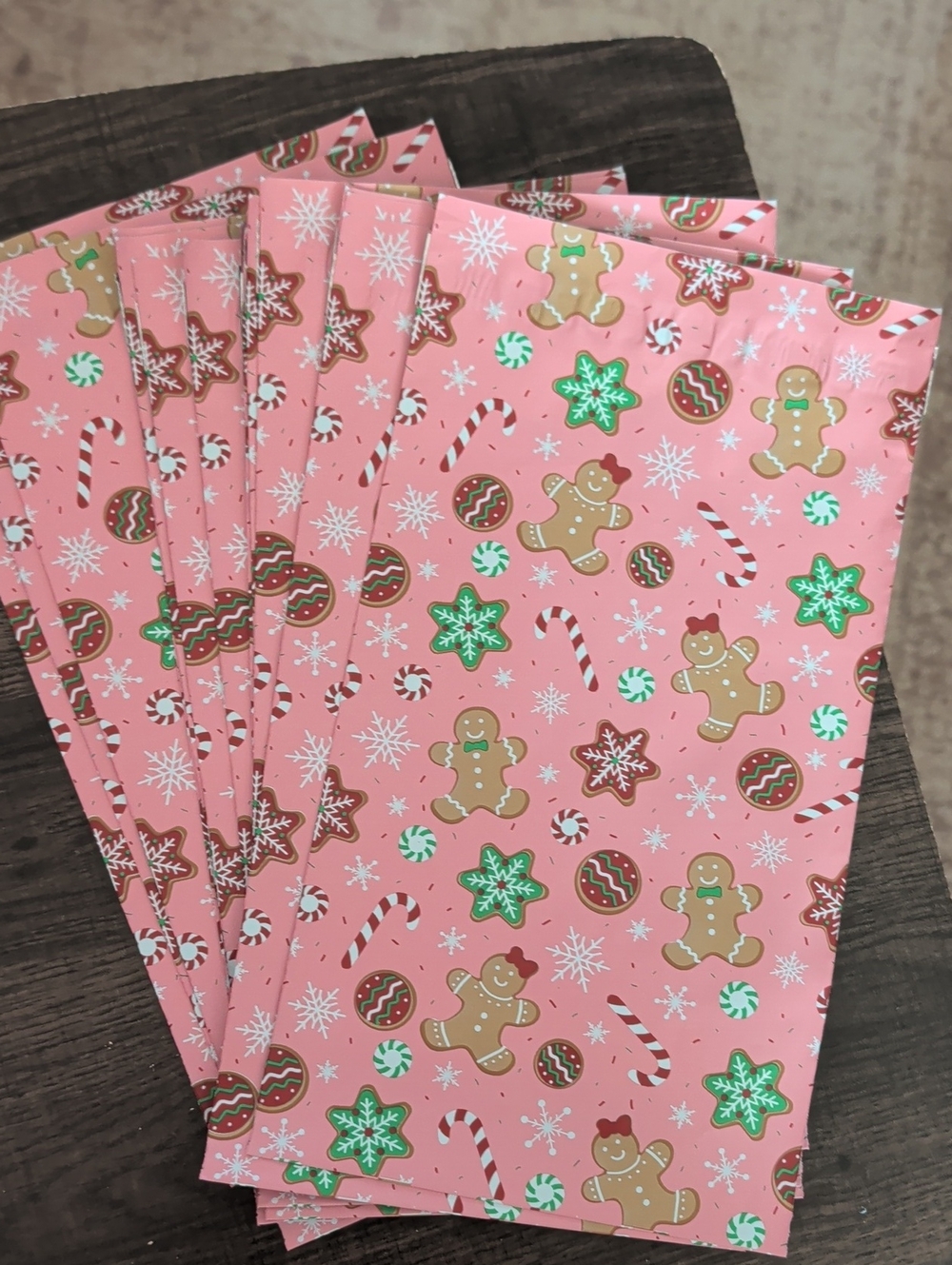 Gingerbread Holiday Polymailer Bags  15 Count 6 X 9